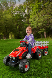 Case ih lil tractor  trailer girl outdoors l facing