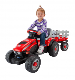 Case ih lil tractor  trailer girl white l facing